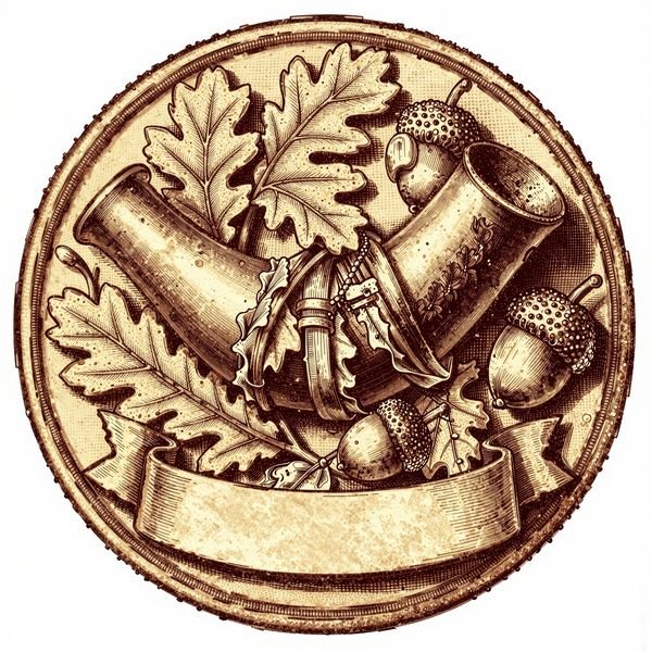 Jagdhörner mit Eichenlaub — Jagd & Forst