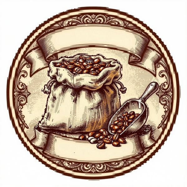 Kaffeesack mit Schaufel — Rösterei
