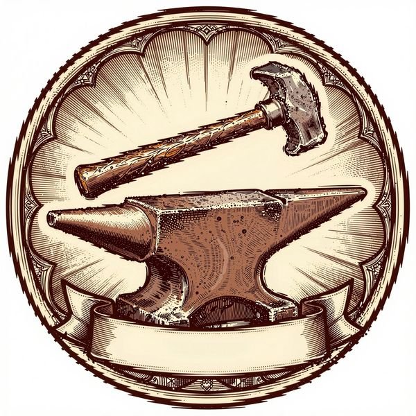 Amboss mit Funkenhammer — Schmiede