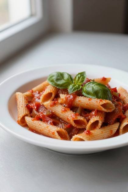 Pasta in Tomatensoße (hoch)