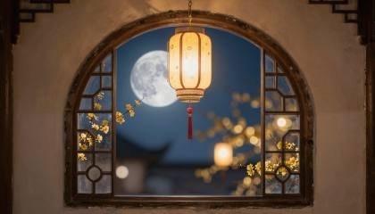 Bogenfenster bei Mondlicht