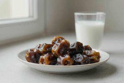 Datteln mit Milch (quer)