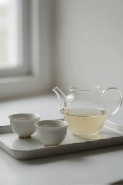 Teekanne mit Gläsern (hoch)