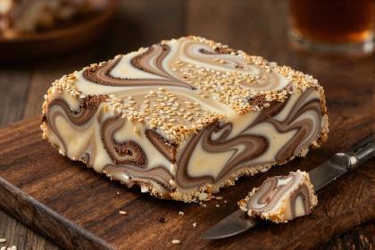 Halva-Block angeschnitten