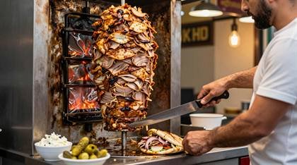Schawarma-Spieß am Grill