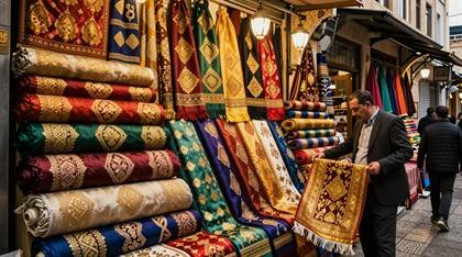 Stoff- und Teppichladen im Basar