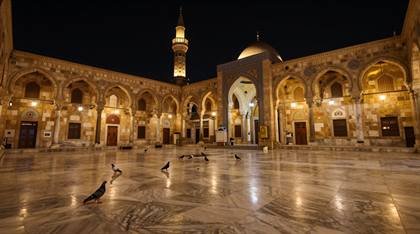 Umayyaden-Moschee bei Nacht