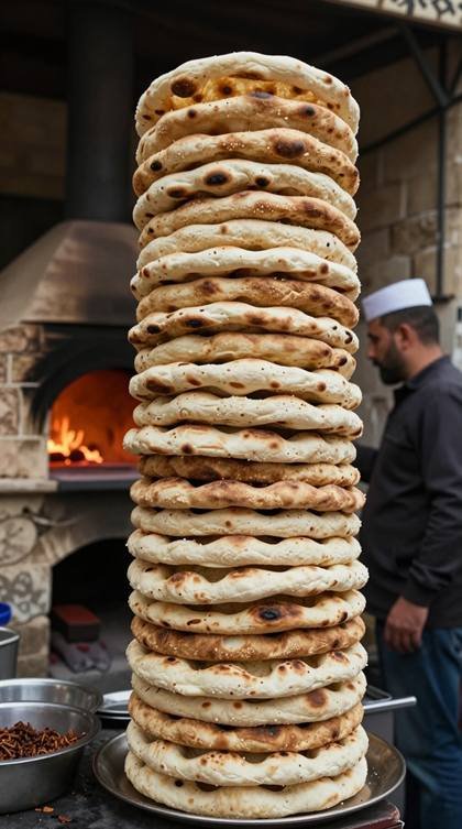 Turm aus Fladenbrot
