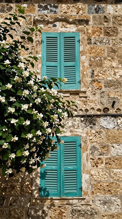 Fensterläden mit Jasmin