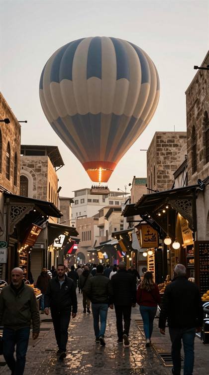 Heißluftballon über der Altstadt