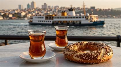 Tee und Simit am Bosporus