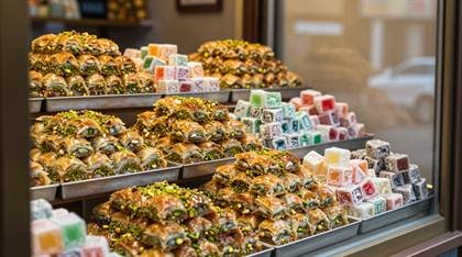 Baklava und Lokum im Schaufenster