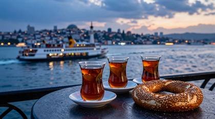Tee am Bosporus mit Fähre