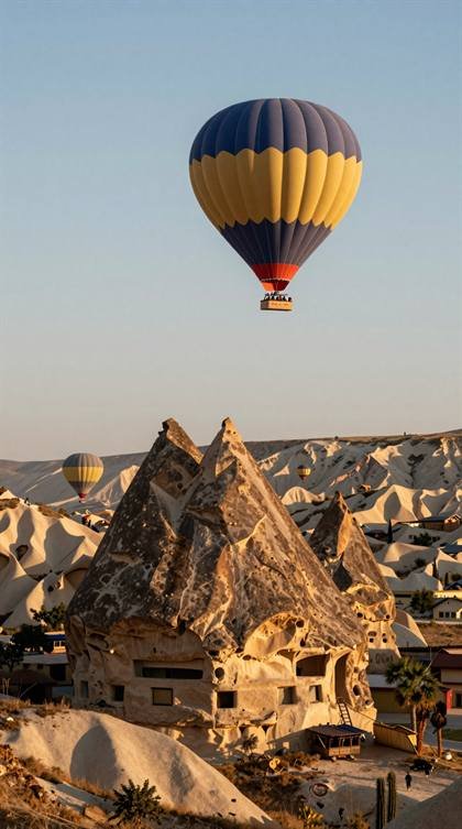 Heißluftballon über den Feenkaminen