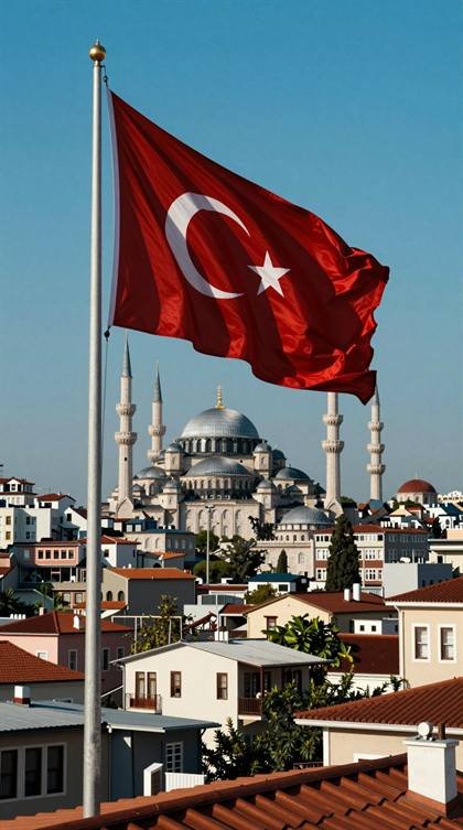 Türkische Flagge über Istanbul