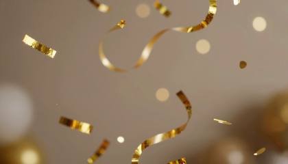 Goldkonfetti mit Glanzbändern